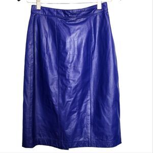 Vintage Soft Leather Knee Length Pencil Skirt High Waist Evan Davies 6